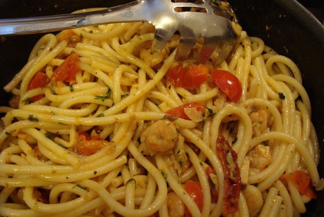 Maccheroni con gamberetti