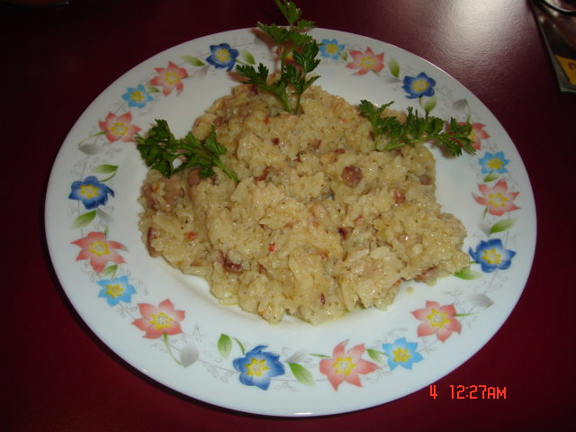 Risotto cu bacon si smantana