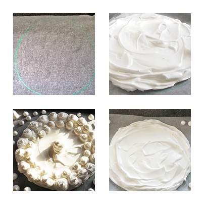 Pavlova cu crema de vanilie si zmeura