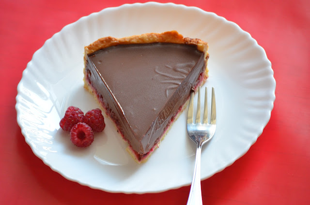 Raspberry chocolate tart