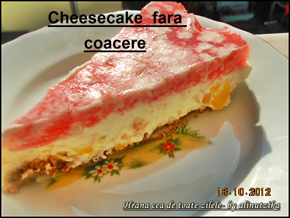 Cheesecake cu piersici -  fara coacere