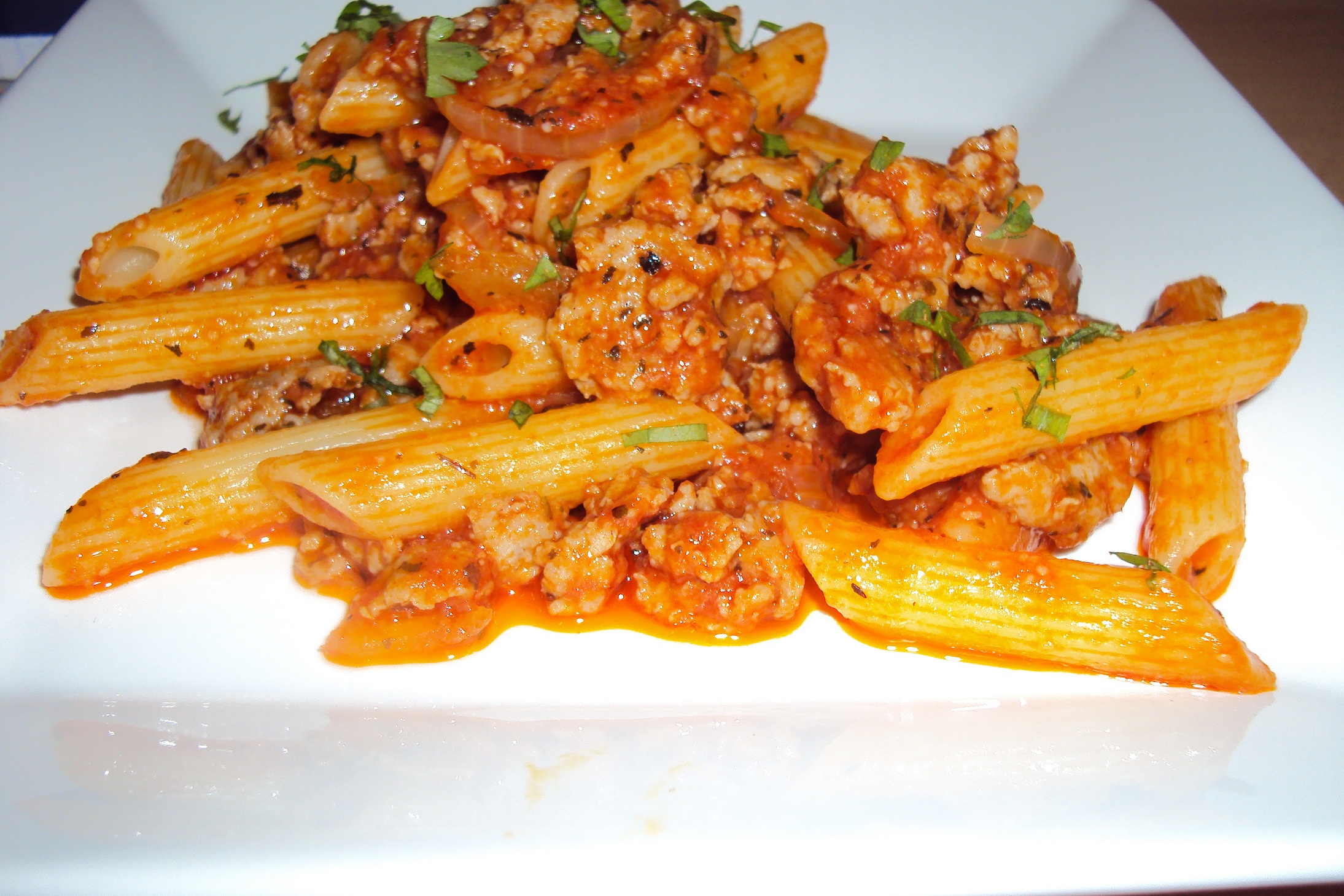 Penne cu carne tocata