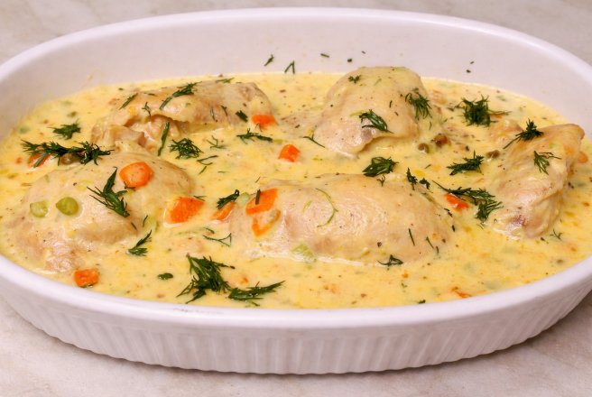 Pui in sos de mustar si capere