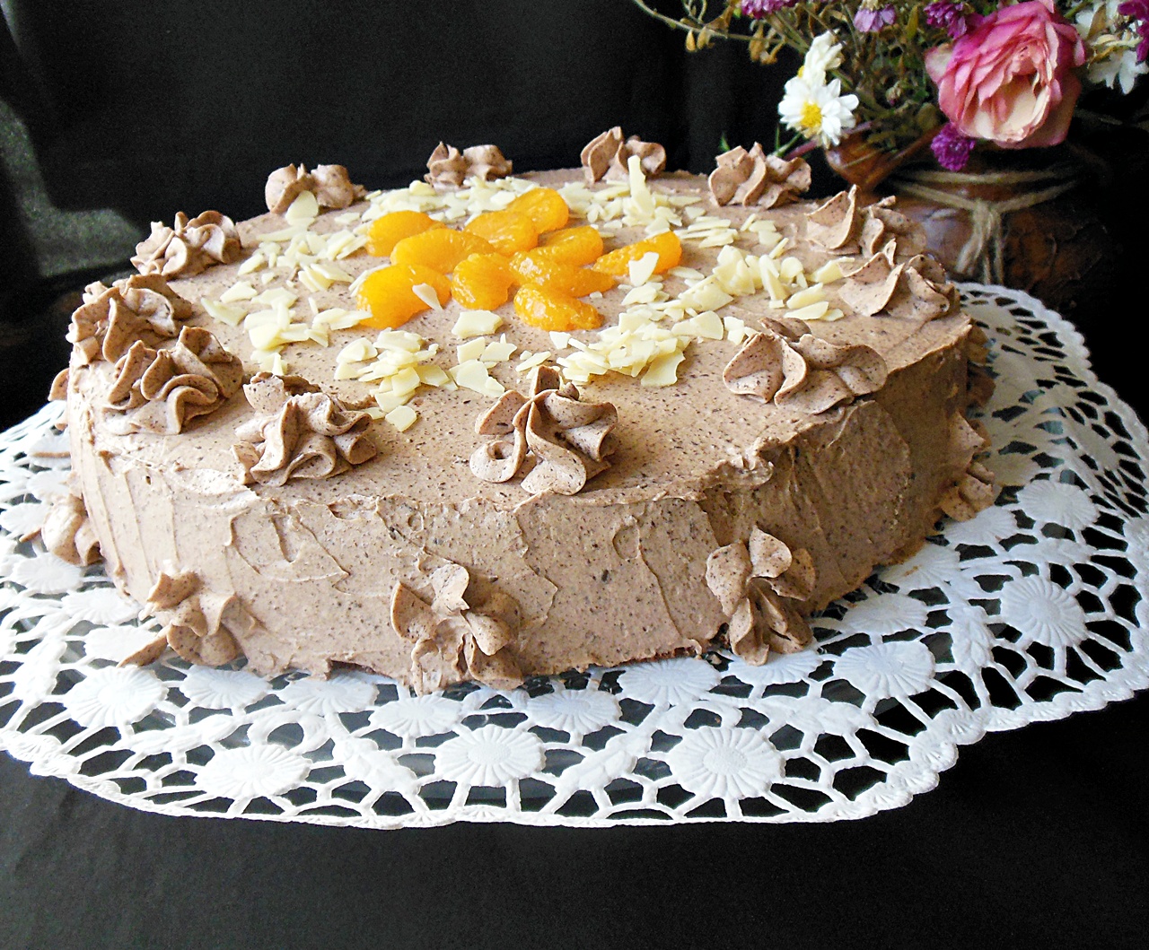 Tort cu ganache de ciocolata, mascarpone si mandarine