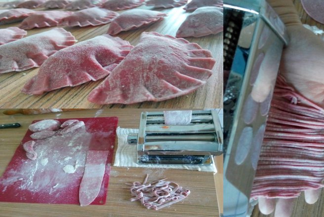Paste colorate  facute in casa(taitei, tagliatelle si ravioli)