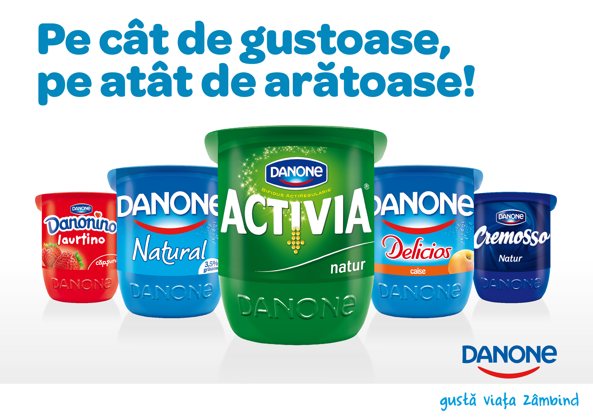 Danone își schimbă din mai garderoba... cu noi ambalaje  În noul pahar KISS, iaurturile Danone sunt acum pe cât de gustoase pe atât de arătoase 