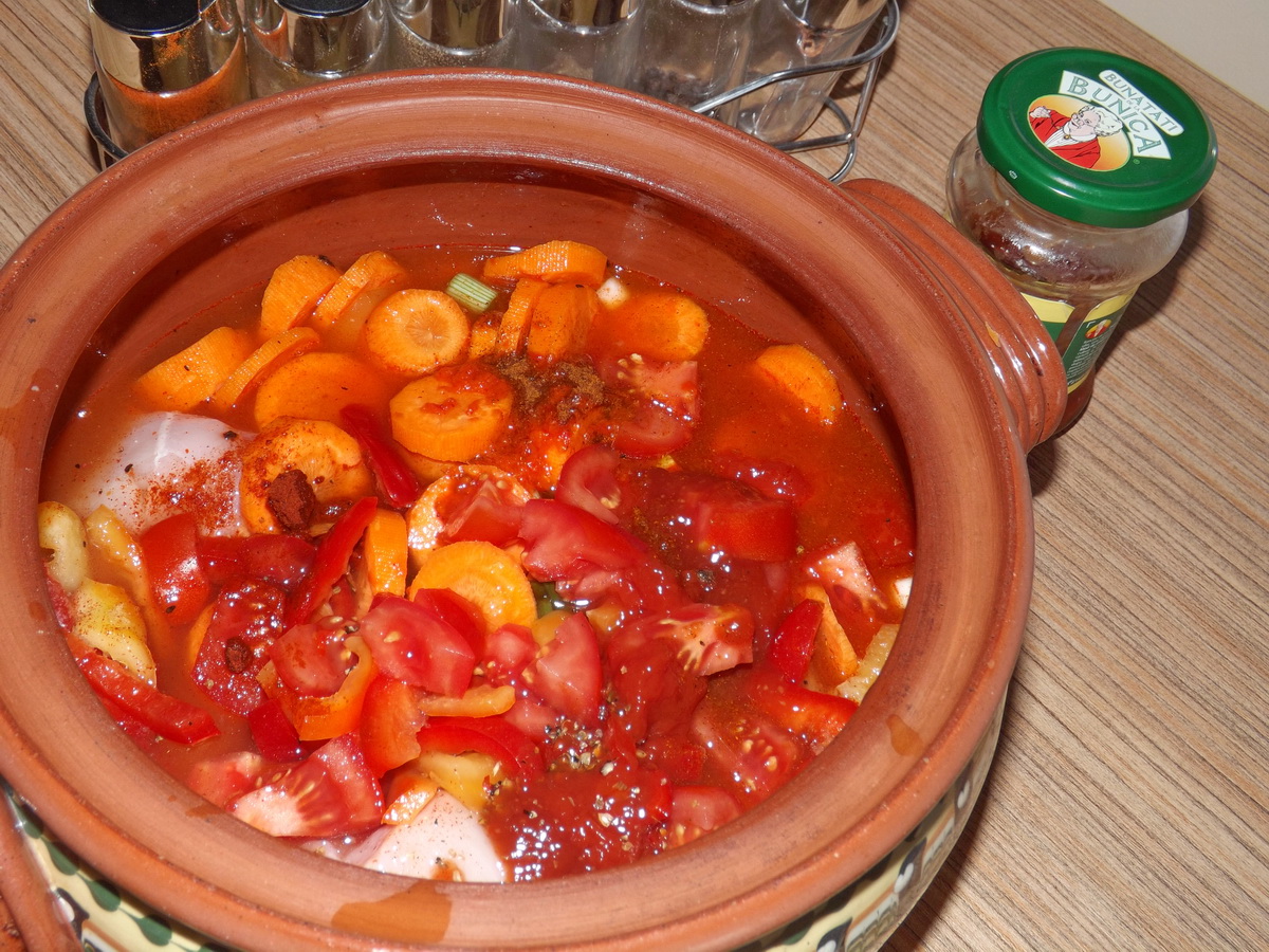 Papricas de pui cu salata de varza si paine de casa