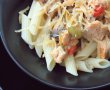 Penne cu carne de curcan, praz si ciuperci-8