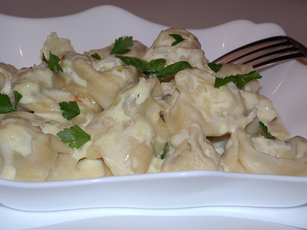 Tortellini ( bicolori ) de casa, cu ciuperci si cascaval