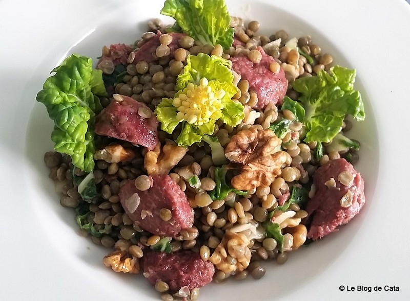 Salata de linte, pipote de rata confiate si varza pak choy