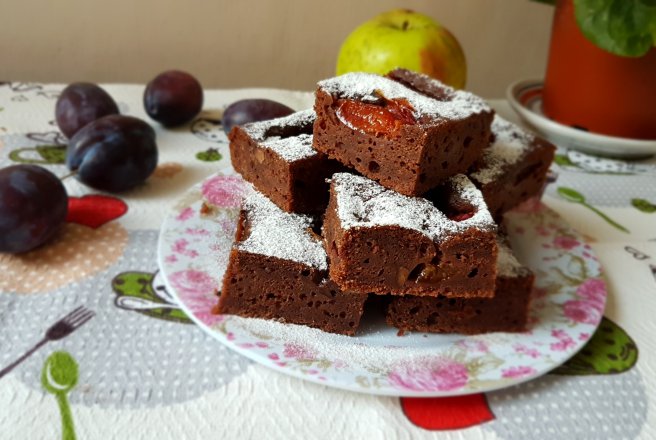 Desert prajitura cu gem de prune si nuci - de post