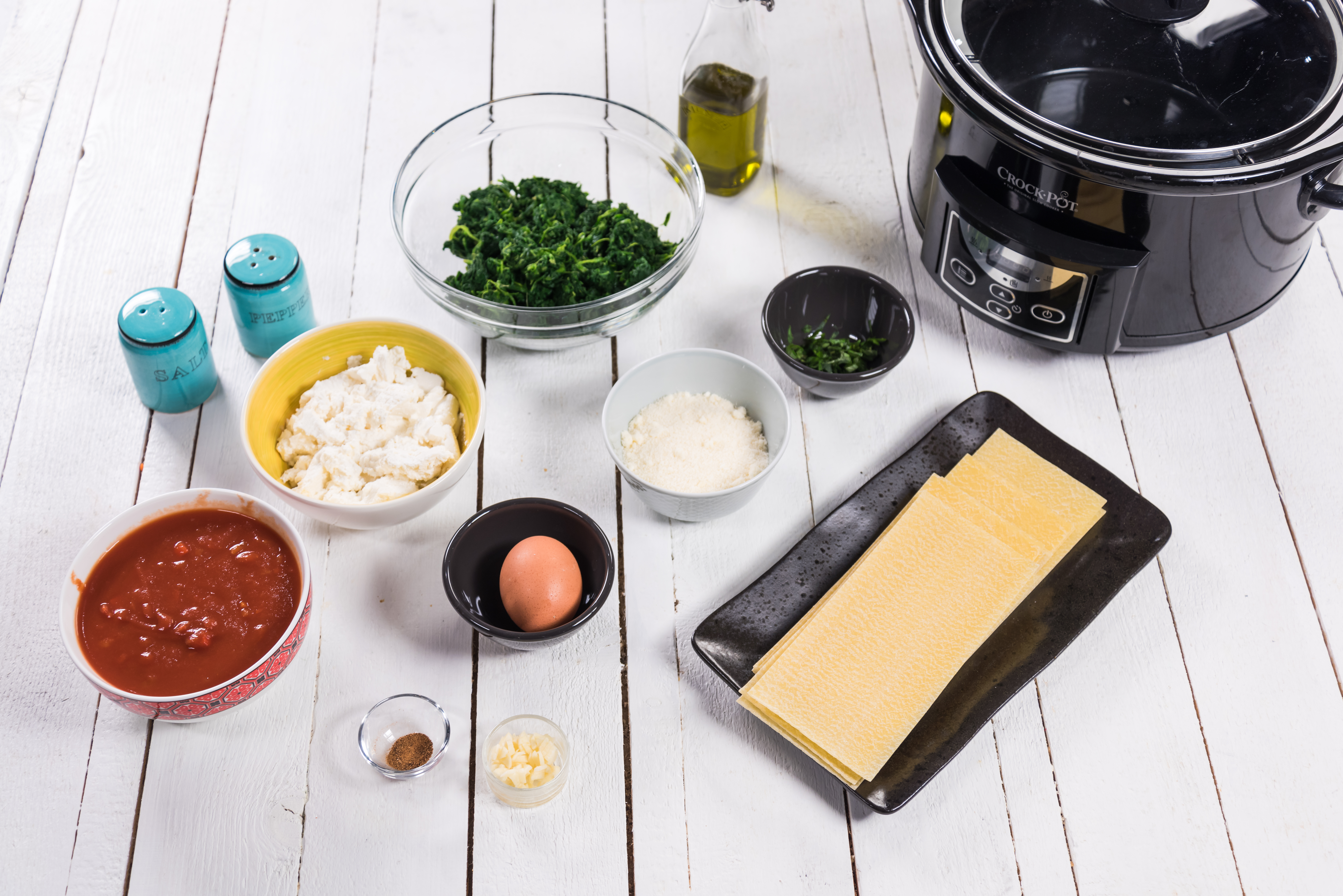 Lasagna cu spanac si ricotta la slow cooker Crock-Pot