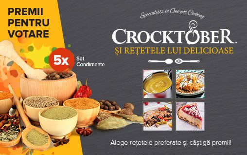 VOTEAZA retetele inscrise la concursul "Crocktober si retetele lui delicioase" si castiga PREMII