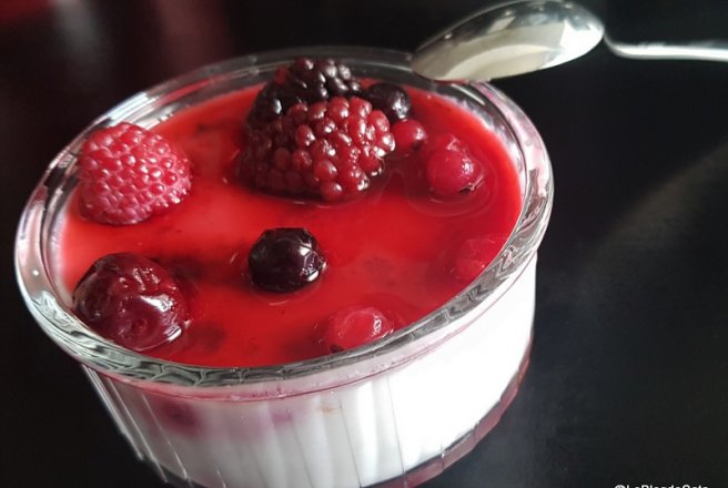 Desert panna cotta cu lapte de cocos si fructe de padure