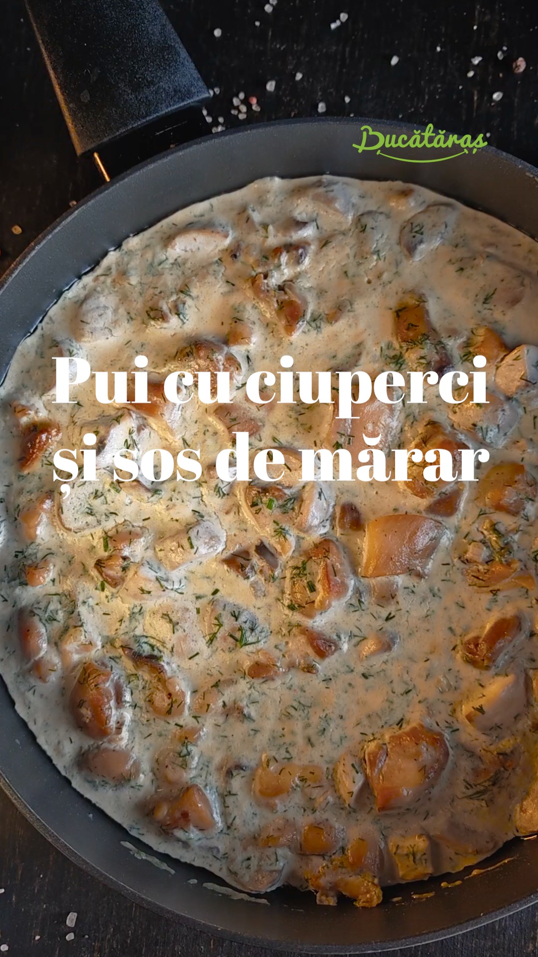 Pui cu ciuperci și sos de smântână cu mărar - Rețeta ușoară și savuroasă